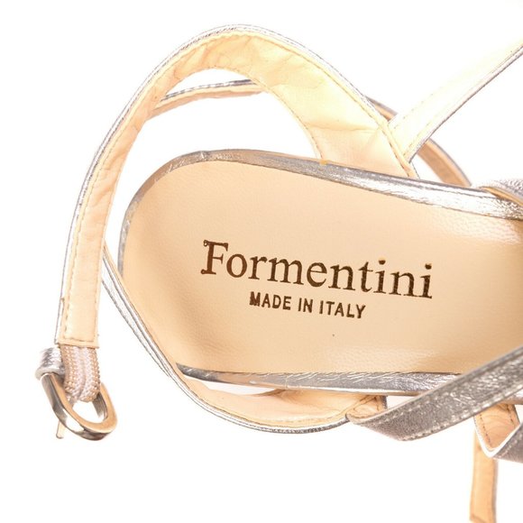 LAST CHANCE  NIB made in ITALY  FORMENTINI Silver Double Ankle Wrap Heels - Picture 5 of 5